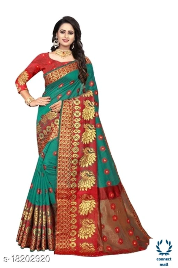 COTTON BASED JACQUARD SAREES - Saree Length Size-5.5m Blouse Length Size-0.8, Cotton Silk, Zari woves, pack of :1